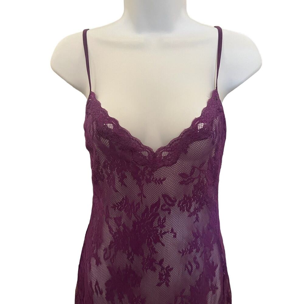 🌵 Victoria's Secret Purple Floral Lace Short Bodycon Nightie Nightgown Y2K - M - Picture 2 of 8